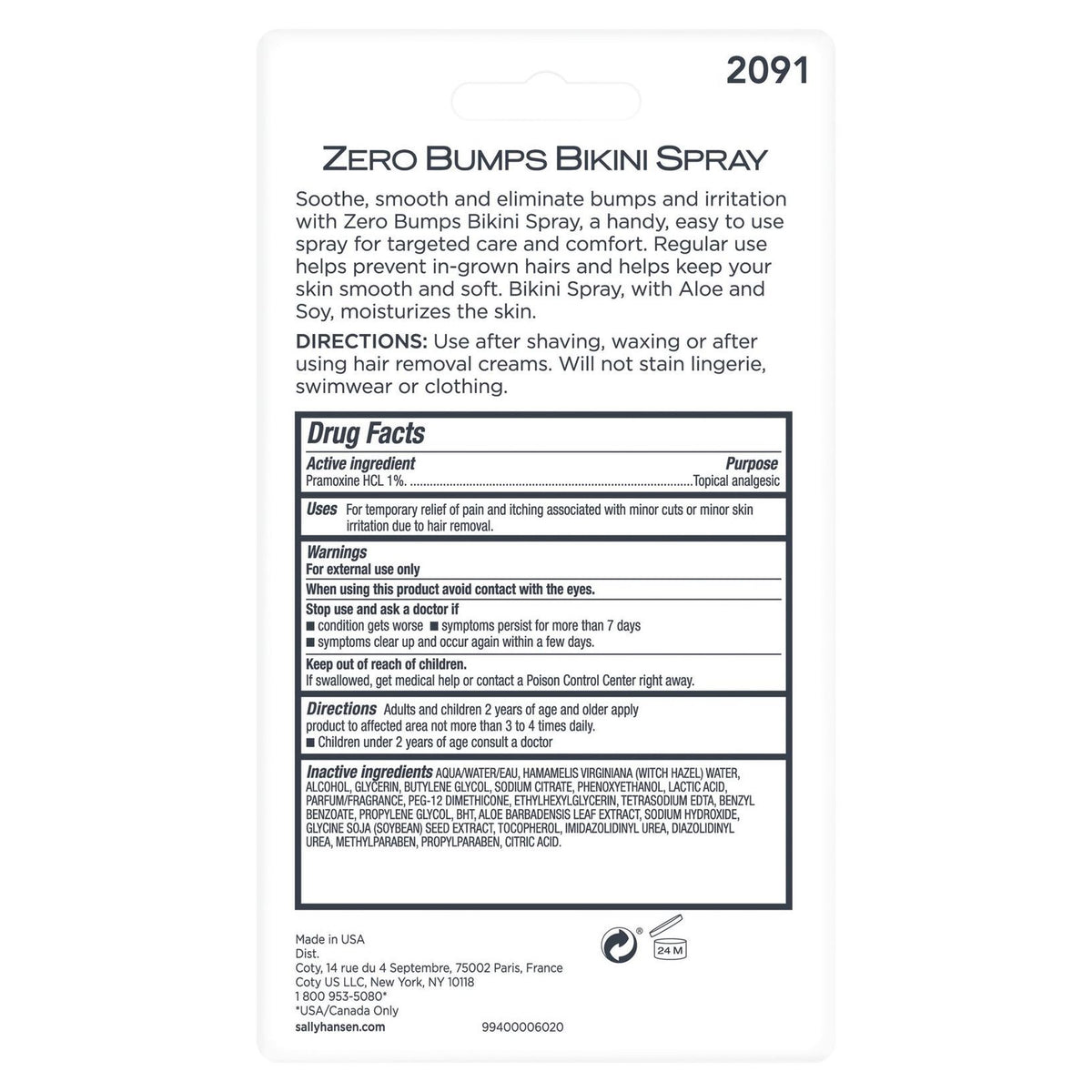 Zero Bumps Bikini Spray - US 4129